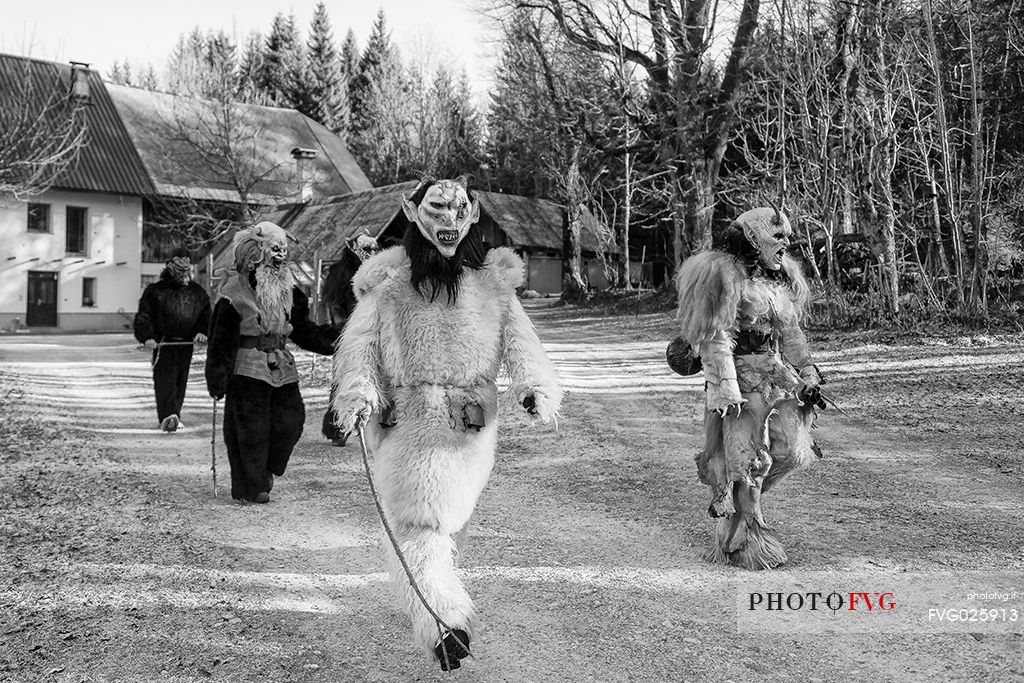 Krampus are horned, antropomorphic folklore figures companions of Saint Nicholas. You can meet them on the 5th or 6th December in regions including Austria, Bavaria, Croatia, Hungary, Slovenia and Northern Italy. This photo was taken in Tarvisio, Friuli Venezia Giulia, Italy