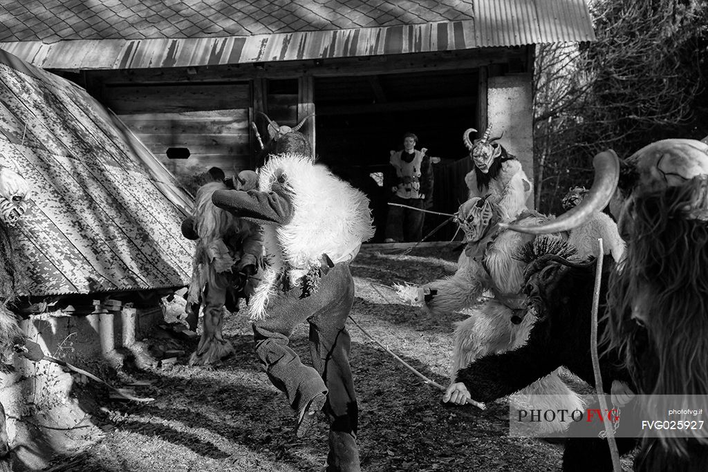 Krampus are horned, antropomorphic folklore figures companions of Saint Nicholas. You can meet them on the 5th or 6th December in regions including Austria, Bavaria, Croatia, Hungary, Slovenia and Northern Italy. This photo was taken in Tarvisio, Friuli Venezia Giulia, Italy