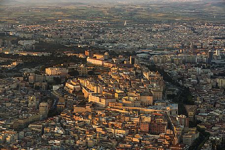 Cagliari city, the most iconic city in Sardinia, Italy. The city center was settled on the central hill shown in the picture, Sardinia, Italy
