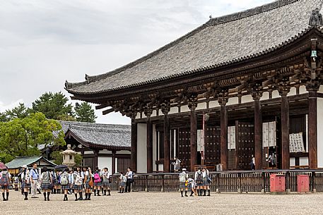 Students in front of the Kofukuji Temple, designated Unesco World Heritage, Nara, Japan Students in front of the Kofukuji Temple, designated Unesco World Heritage, Nara, Japan