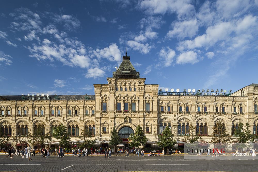 Facade of GUM, State Department Store, in the Red Square, Kremlin, Moscow, Russia