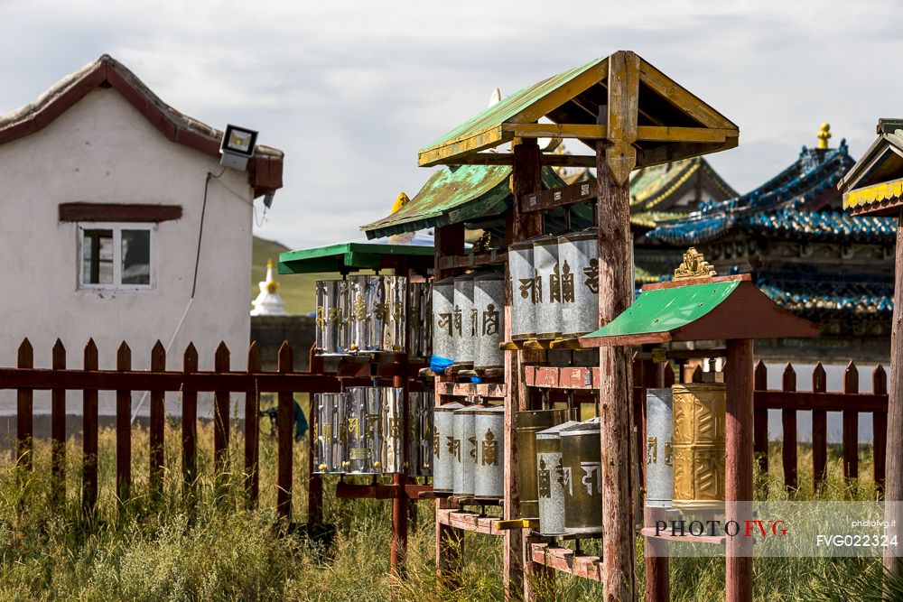 Prayer wheels in the Erdene Zuu monastery, vrkhangaj, Mongolia