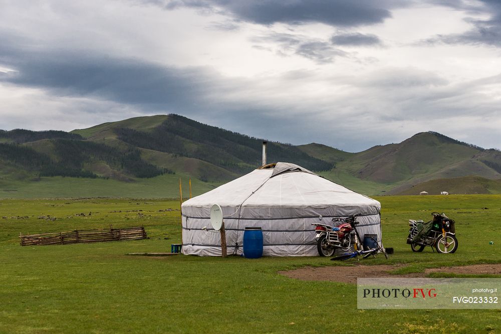 A typical nomadic tent: the ger, Mongolia