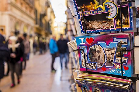 Detail of a postcard in Viale Mazzini in Verona