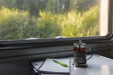 The typical cup provided by the Russian Railways, Trans Siberian Railway, Russia The typical cup provided by the Russian Railways, Trans Siberian Railway, Russia