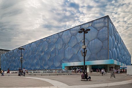 The Beijing National Aquatics Center (called Water Cube) inside the Olympic Green, the olympic park built for 2008 Summer Olympics