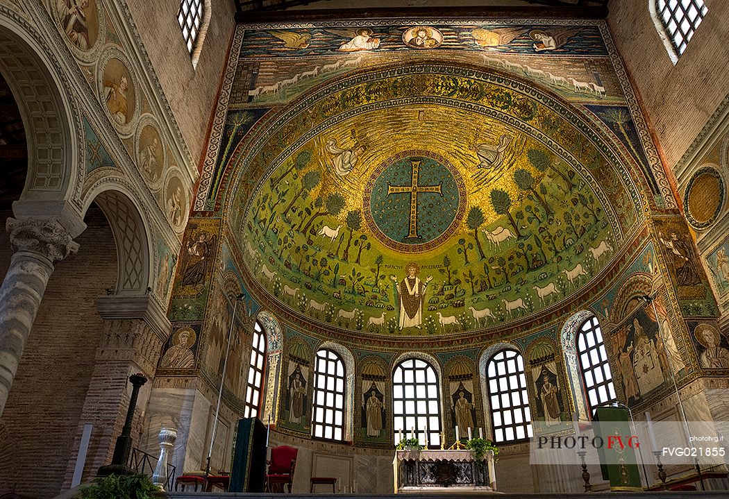 Frescos in the cupola, dome of the Basilica of San Vitale, Ravenna, Emilia Romagna, Italy