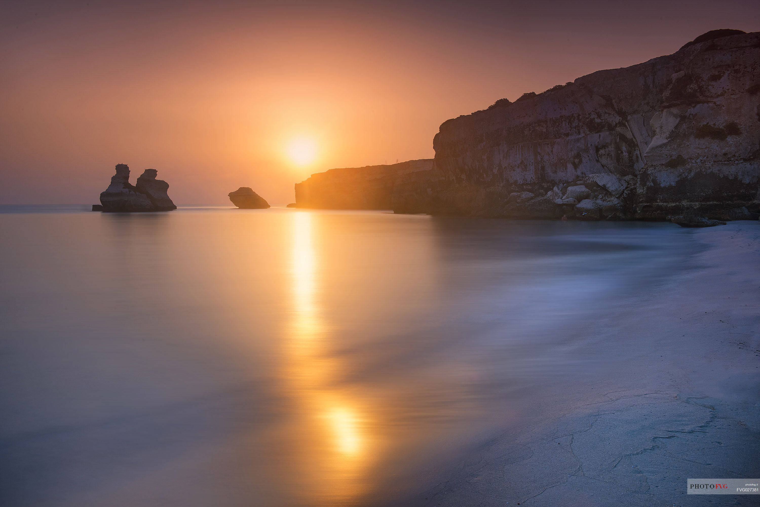 Sunrise on Torre dell'Orso Beach, Salento, Lecce, Apulia, Italy