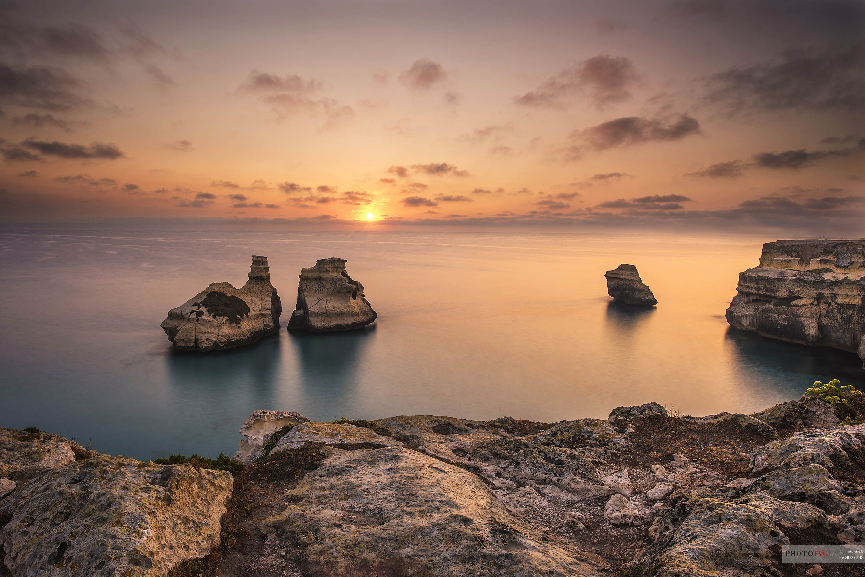 Sunrise on Torre dell'Orso Beach, Salento, Lecce, Apulia, Italy