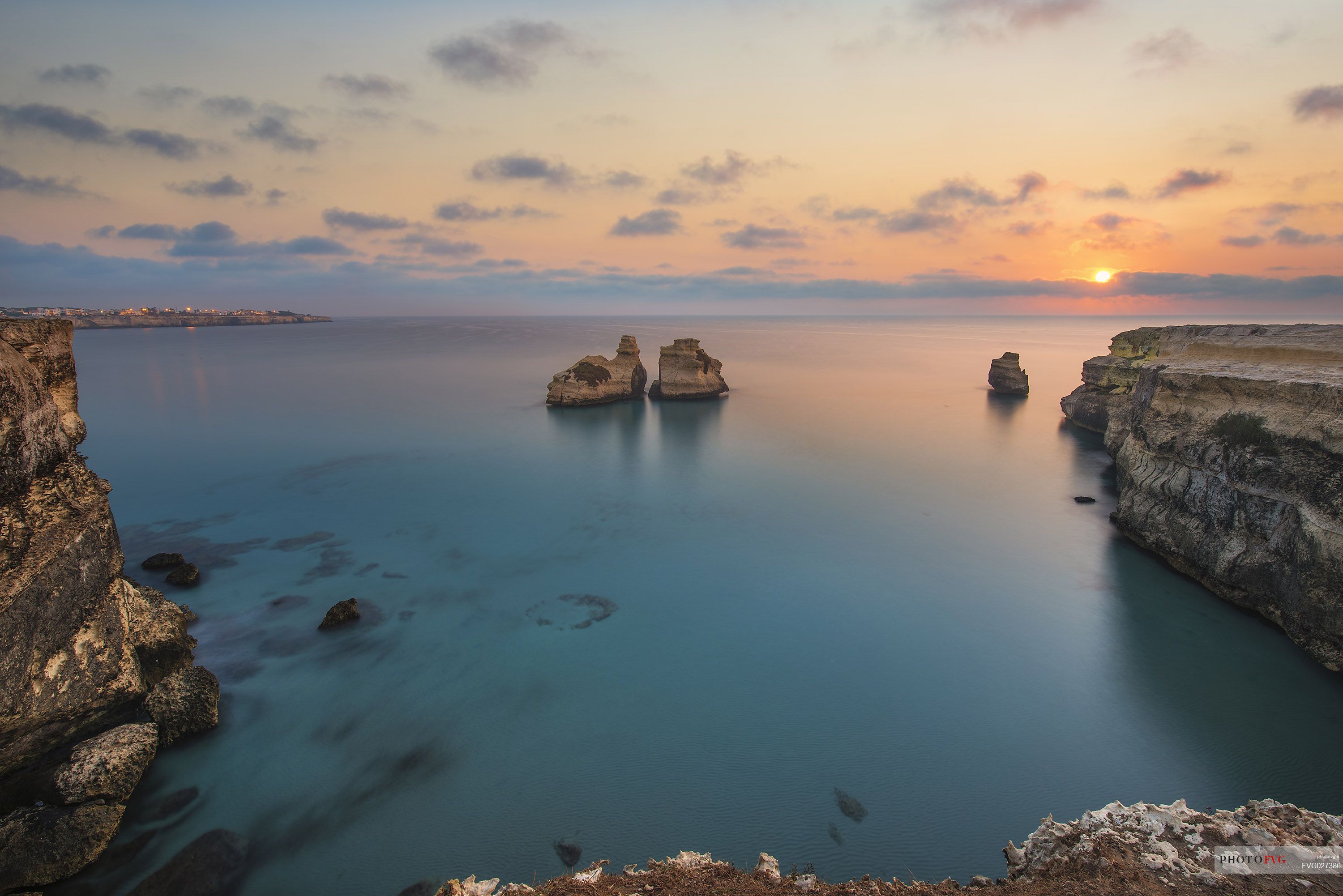 Sunrise on Torre dell'Orso Beach, Salento, Lecce, Apulia, Italy