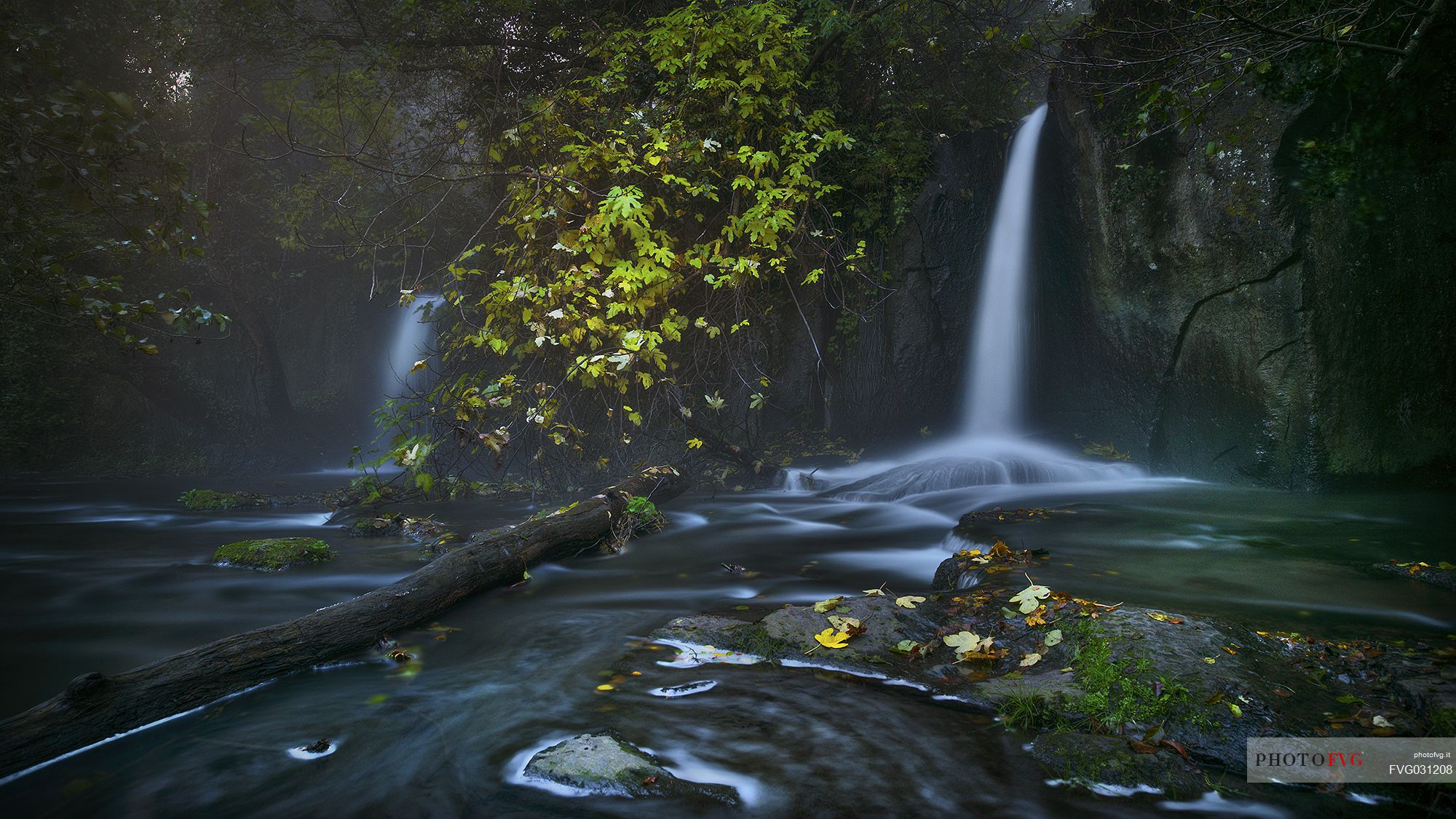 Treja Valley Regional Park, view of a waterfall at Mount Gelato, near Rome, Latium, Italy