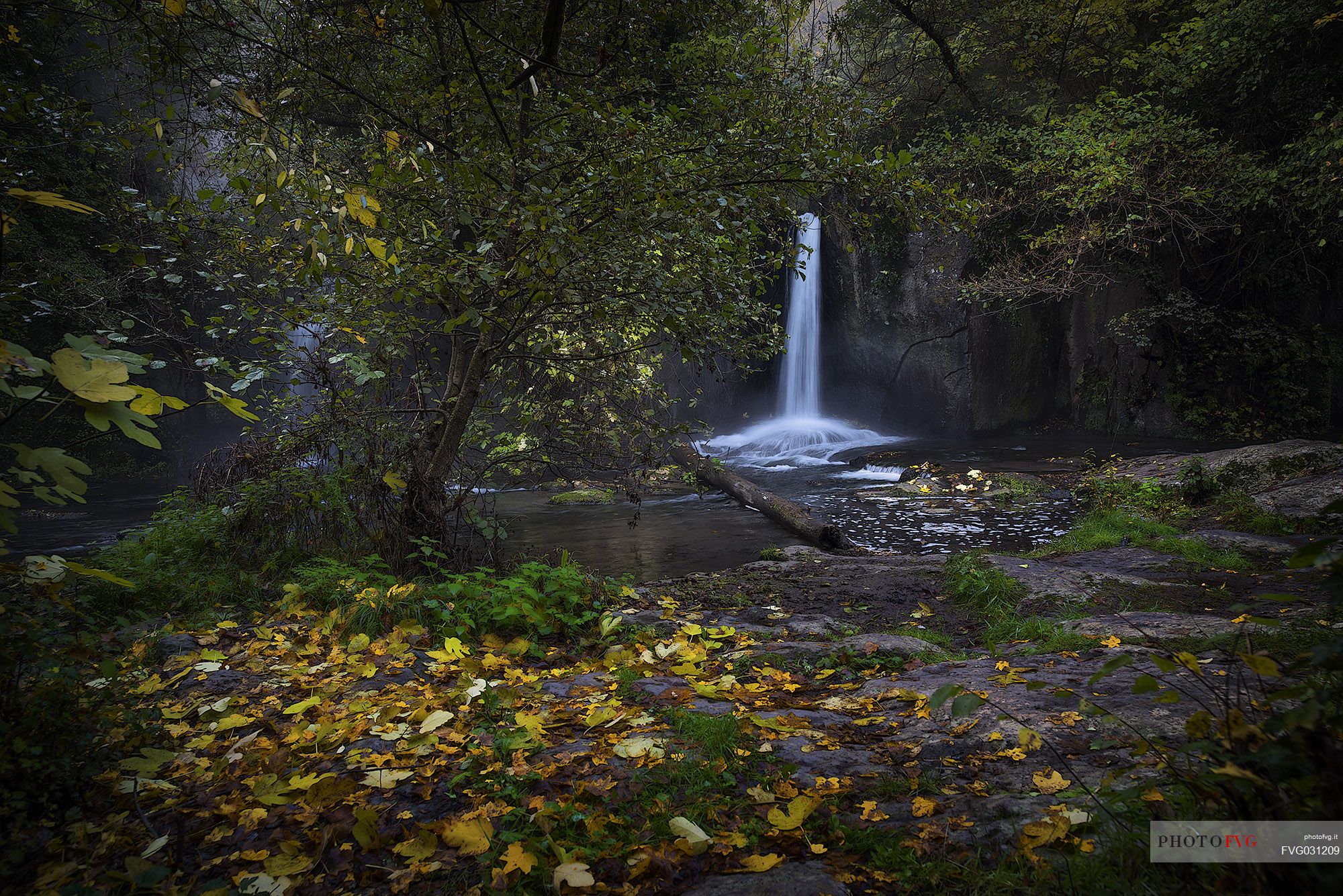 Treja Valley Regional Park, view of a waterfall at Mount Gelato, near Rome, Latium, Italy