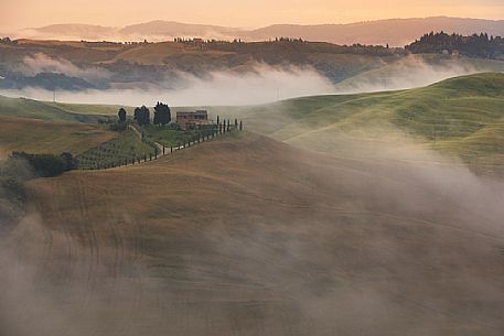 Farm on the tuscan hills, Monticchiello, Crete Senesi, Tuscany, Italy Farm on the tuscan hills, Monticchiello, Crete Senesi, Tuscany, Italy