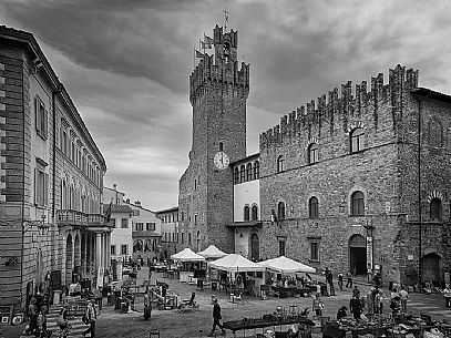 Palazzo dei Priori palace was built in 1333 and now it is the town hall of Arezzo, Tuscany, Italy