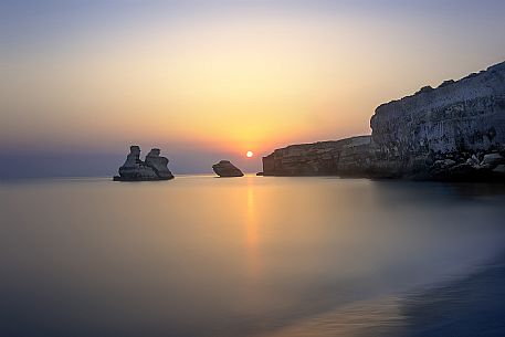Sunrise on Torre dell'Orso Beach, Salento, Lecce, Apulia, Italy