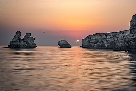 Sunrise on Torre dell'Orso Beach, Salento, Lecce, Apulia, Italy