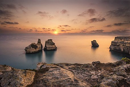 Sunrise on Torre dell'Orso Beach, Salento, Lecce, Apulia, Italy Sunrise on Torre dell'Orso Beach, Salento, Lecce, Apulia, Italy