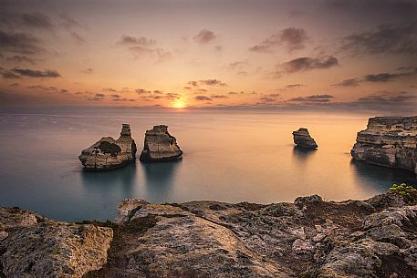 Sunrise on Torre dell'Orso Beach, Salento, Lecce, Apulia, Italy