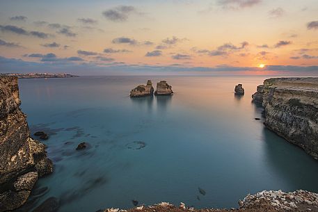 Sunrise on Torre dell'Orso Beach, Salento, Lecce, Apulia, Italy Sunrise on Torre dell'Orso Beach, Salento, Lecce, Apulia, Italy