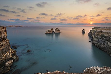 Sunrise on Torre dell'Orso Beach, Salento, Lecce, Apulia, Italy