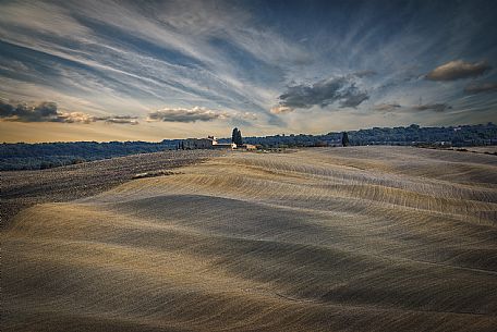 The charm of the naked earth near Pienza, Val d'Orcia valley, Tuscany, Italy The charm of the naked earth near Pienza, Val d'Orcia valley, Tuscany, Italy