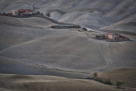 Abandoned farmhouses in Val d'Orcia, Tuscany, Italy