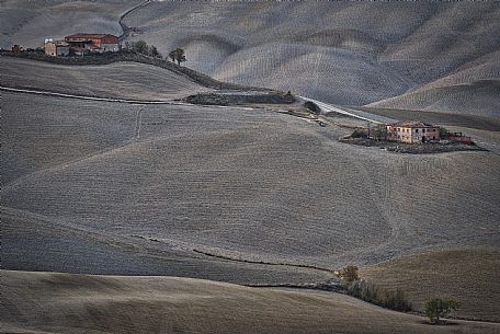 Abandoned farmhouses in Val d'Orcia, Tuscany, Italy