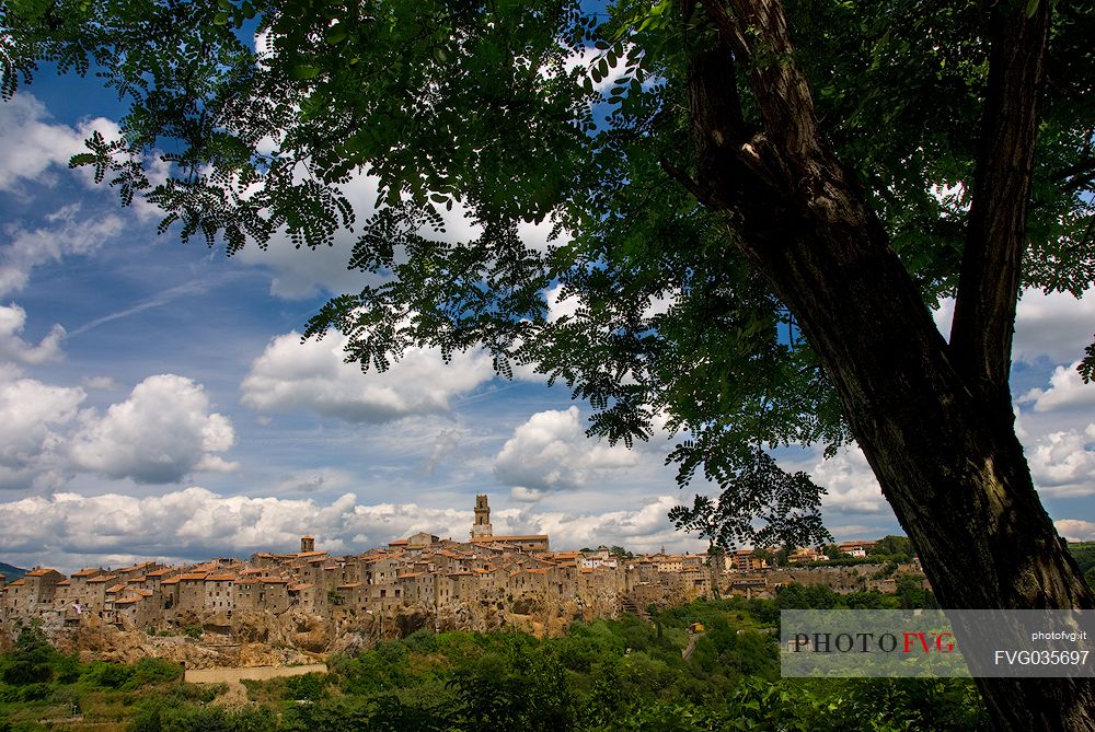 Panoramic view of Pitigliano village, Maremma, Tuscany, Italy, Europe