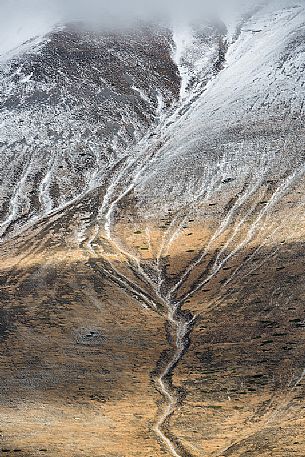 Drawings and patterns on the slopes of Mount Vettore, Castelluccio di Norcia, Sibillini national park Umbria, Italy, Europe Drawings and patterns on the slopes of Mount Vettore, Castelluccio di Norcia, Sibillini national park Umbria, Italy, Europe
