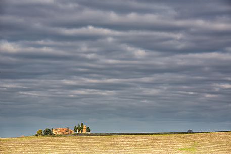 The chapel of the Madonna di Vitaleta along the road from Pienza to San Quirico d'Orcia, Orcia valley, Tuscany, Italy, Europe