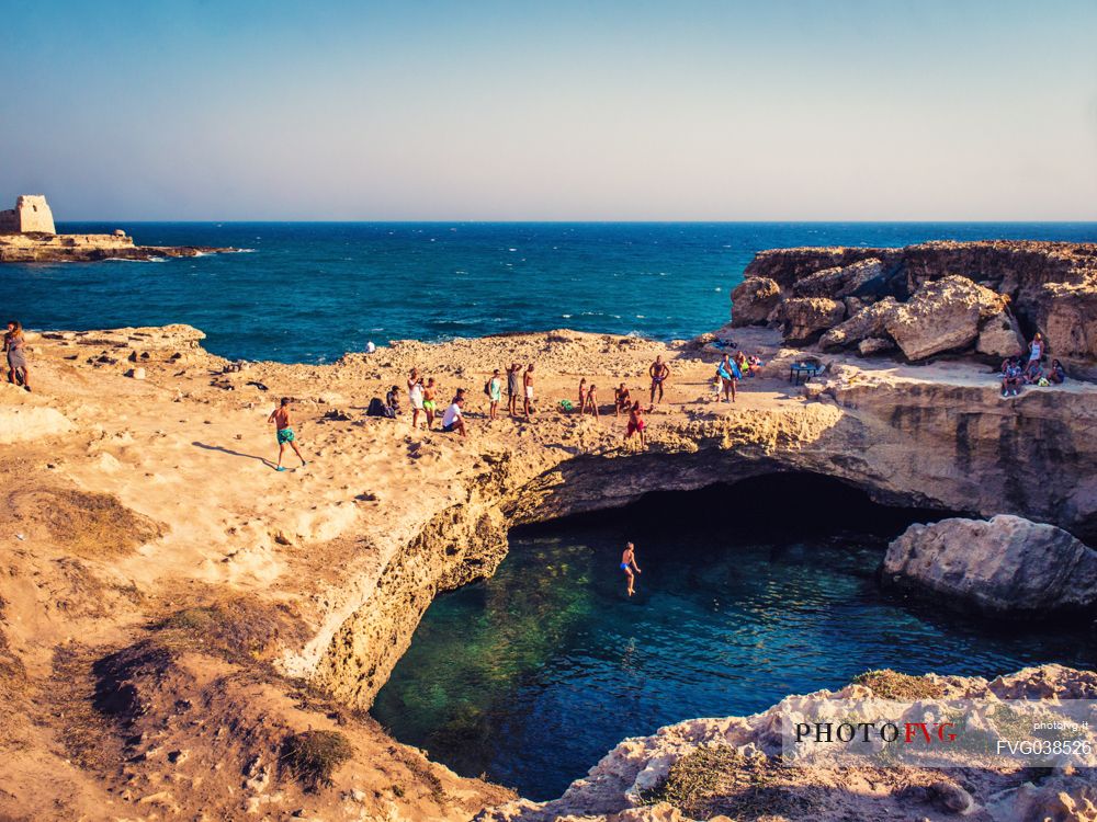 Cave of Poetry or Poesia cave, Roca Vecchia locality, Lecce, Salento, Apulia, Italy, Europe