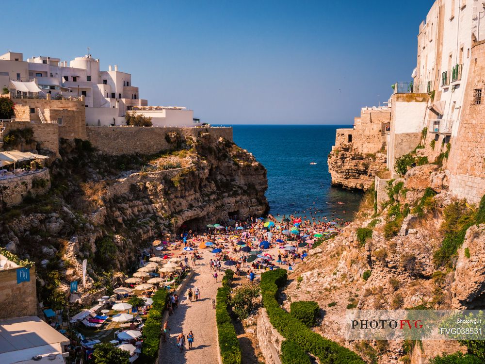 The beach town of Polignano a Mare, Bari, Salento, Apulia, Italy, Europe