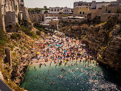 the beach town of Polignano a Mare, Bari, Salento, Apulia, Italy, Europe