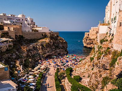 The beach town of Polignano a Mare, Bari, Salento, Apulia, Italy, Europe