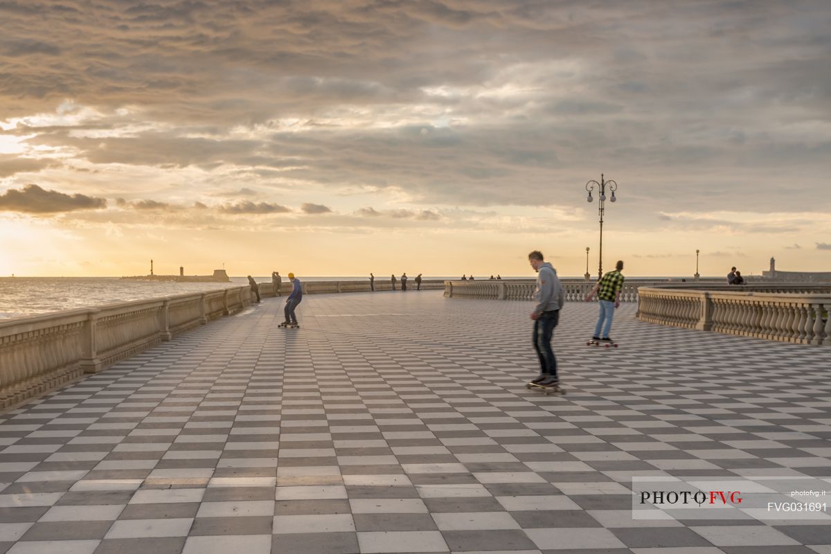 People at the Mascagni terrace, Livoro, Tuscany, Italy