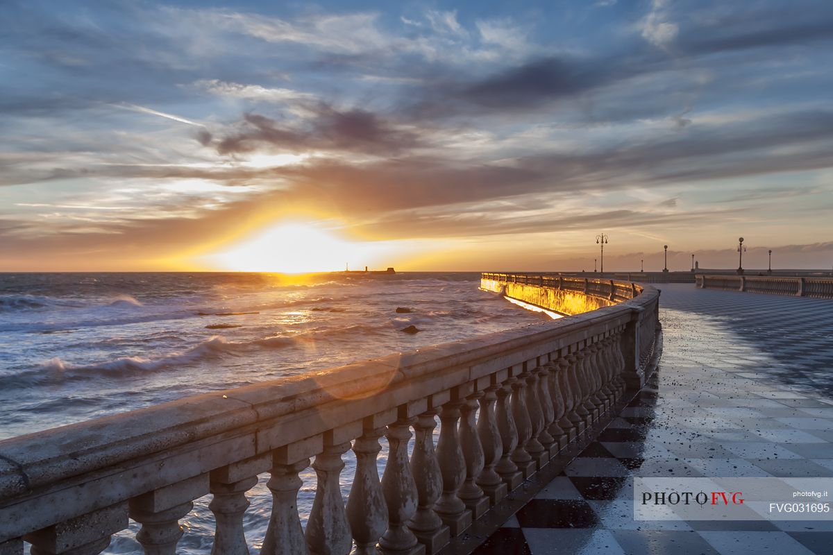 Mascagni terrace at sunset, Livorno, Tuscany, Italy