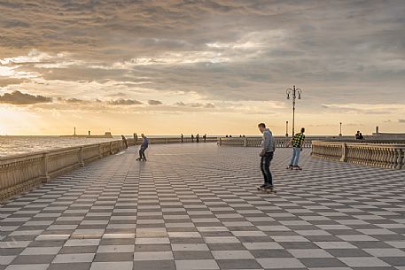 People at the Mascagni terrace, Livoro, Tuscany, Italy