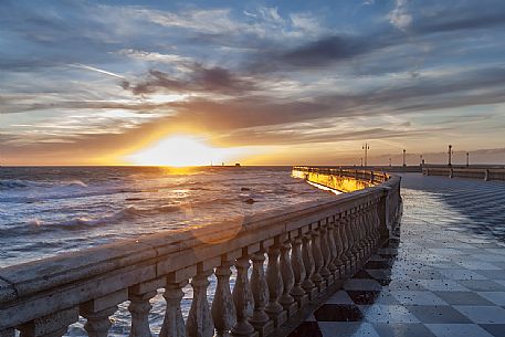 Mascagni terrace at sunset, Livorno, Tuscany, Italy