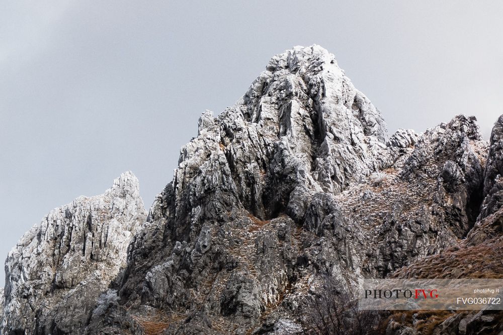 Snowy peak in the Apuane Alps, Pania della Croce mount, Tuscany, Italy, Europe