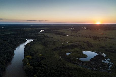 Sunset on Matogrosso river, Pantanal, Brazil