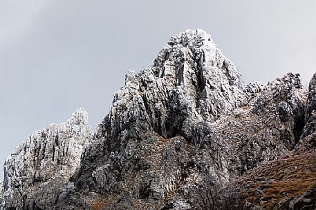 Snowy peak in the Apuane Alps, Pania della Croce mount, Tuscany, Italy, Europe