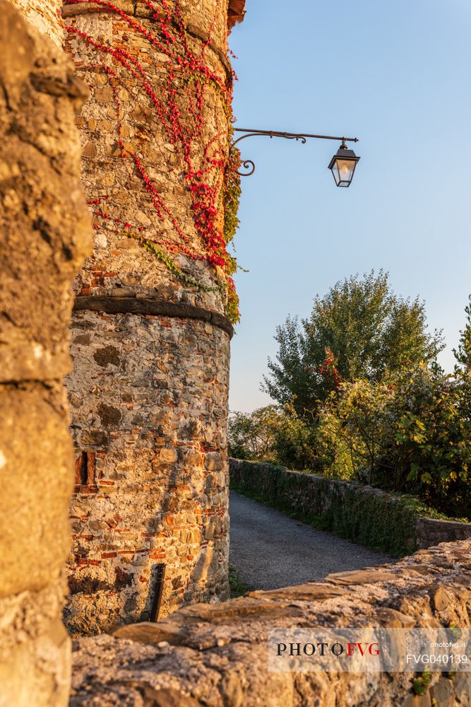 Ancient fortified village of Villafredda decorated by the colors of the sunset, Tarcento, Friuli Venezia Giulia, Italy