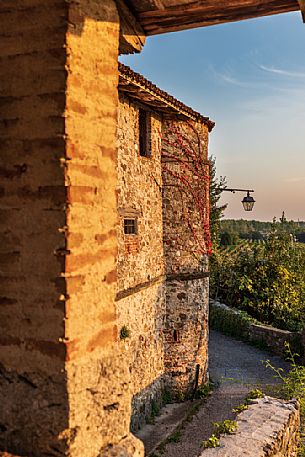 Ancient fortified village of Villafredda decorated by the colors of the sunset, Tarcento, Friuli Venezia Giulia, Italy
