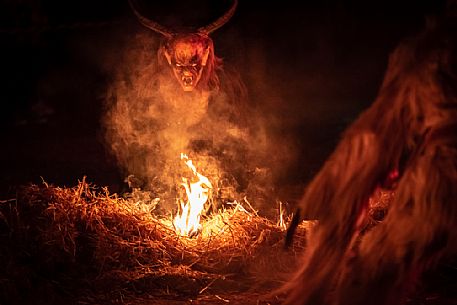 Krampus in the flames, Christmas devils, Tarvisio, Friuli Venezia Giulia, Italy, Europe