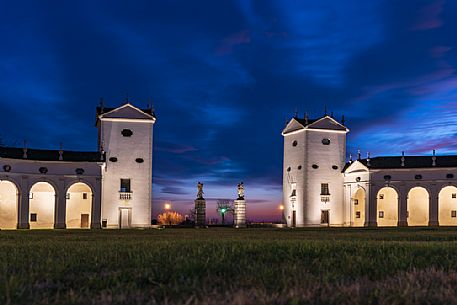 Barchessa of Villa Manin at twilight, jewel of art and history in Friuli Venezia Giulia, Italy, Europe