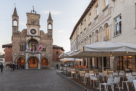The ancient town hall of Pordenone at twilight, Friuli Venezia Giulia, Italy, Europe The ancient town hall of Pordenone at twilight, Friuli Venezia Giulia, Italy, Europe