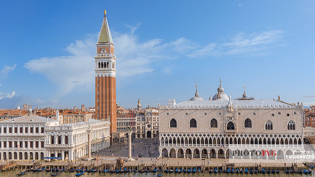 Shot from above of Piazza San Marco and Palazzo Ducale