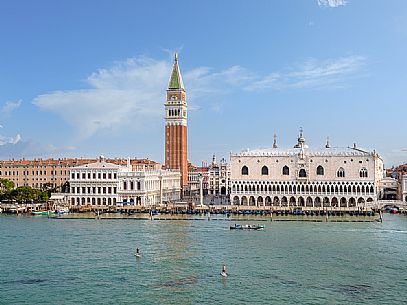 Shot from above of Piazza San Marco and Palazzo Ducale