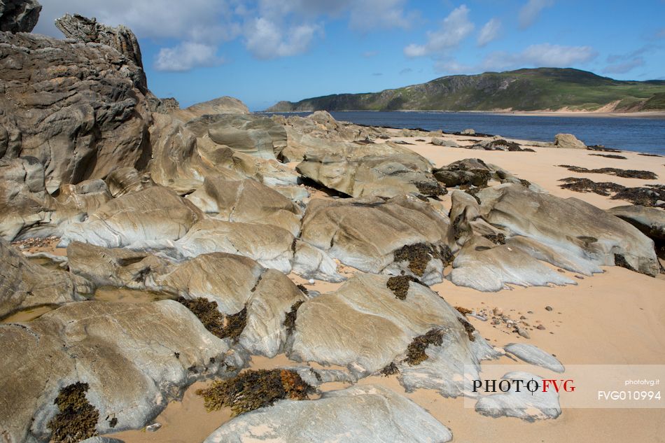 The white beaches of Doagh peninsula in the far north of Ireland