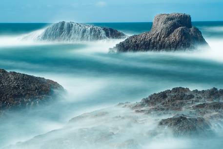 The rocks at the harbor of Ballintoy